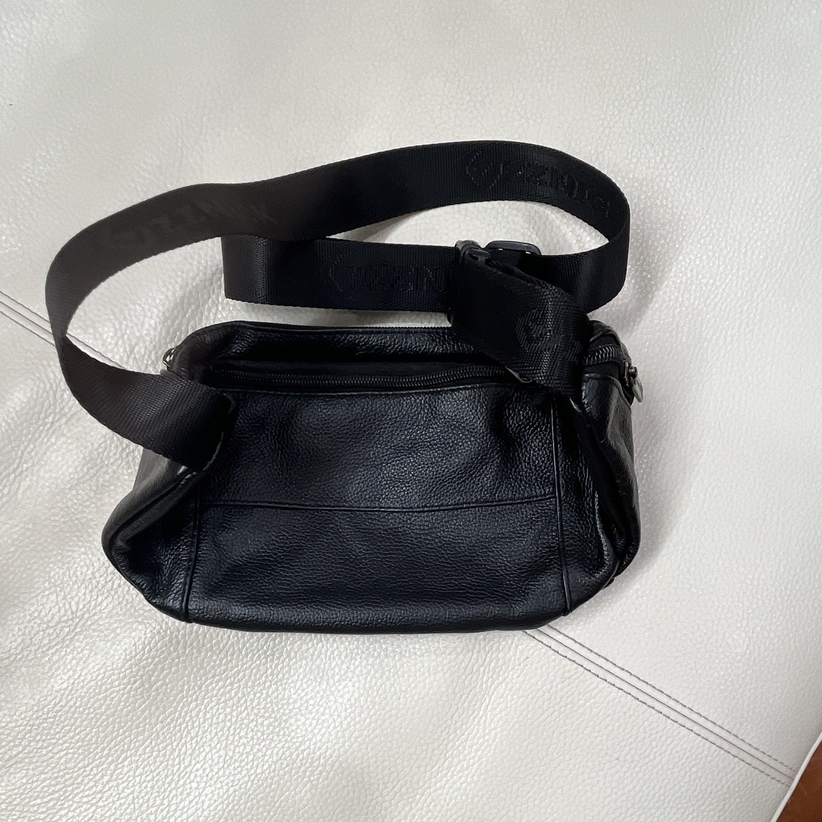 Zznick Black Belt Bag Fanny Pack Zip Closure Multi Pockets Adjustable Strap