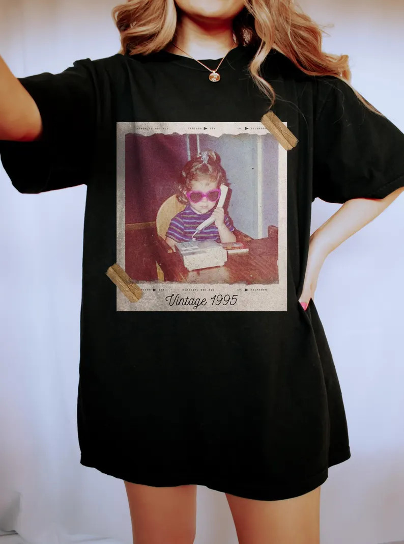Custom Vintage Photo Year Comfort Tee Personalized Shirt Gift