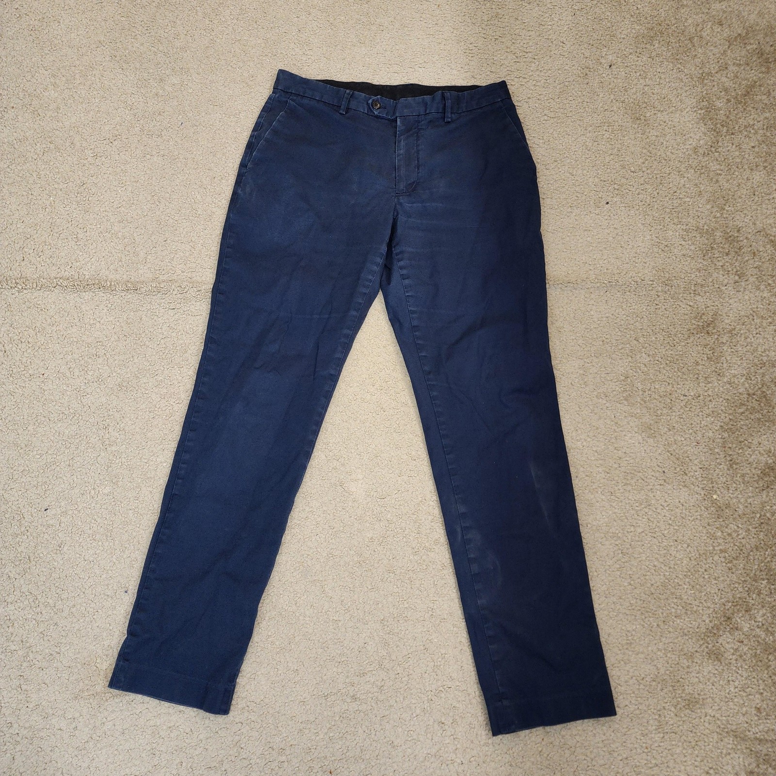 J Crew Bowery Pants Mens 32×32 Navy Blue Chino Slim Fit Flat Front Tapered Leg