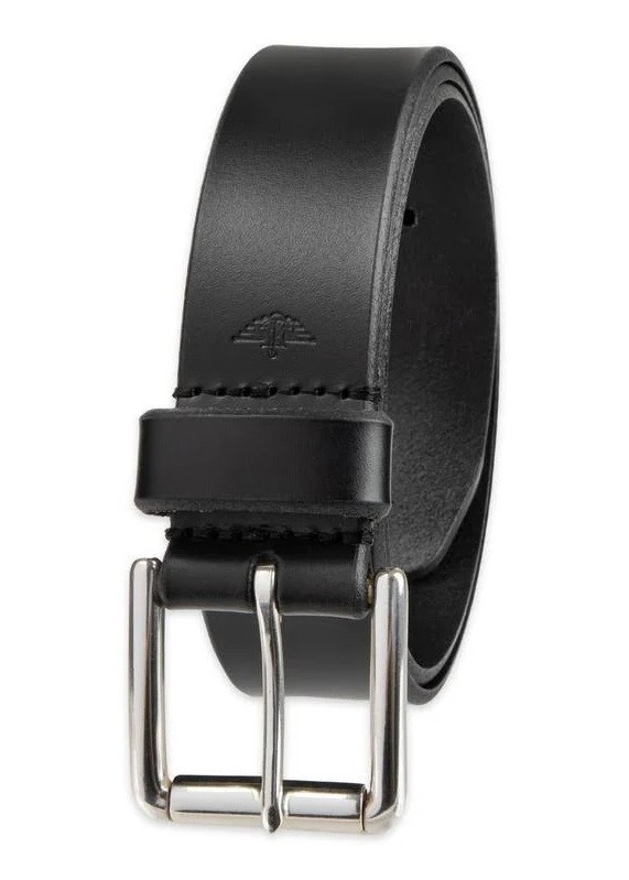 DOCKERS MEN’S BELT BLACK 100% LEATHER – Casual Classic Silver Buckle SIZE 36