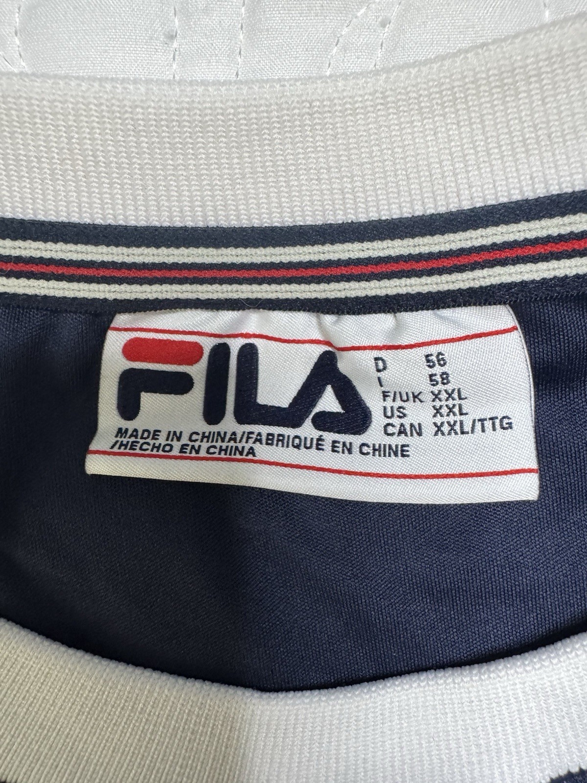 FILA Men’s Blue/White All-Over Logo Print Crew Neck Polyester T-Shirt XXL