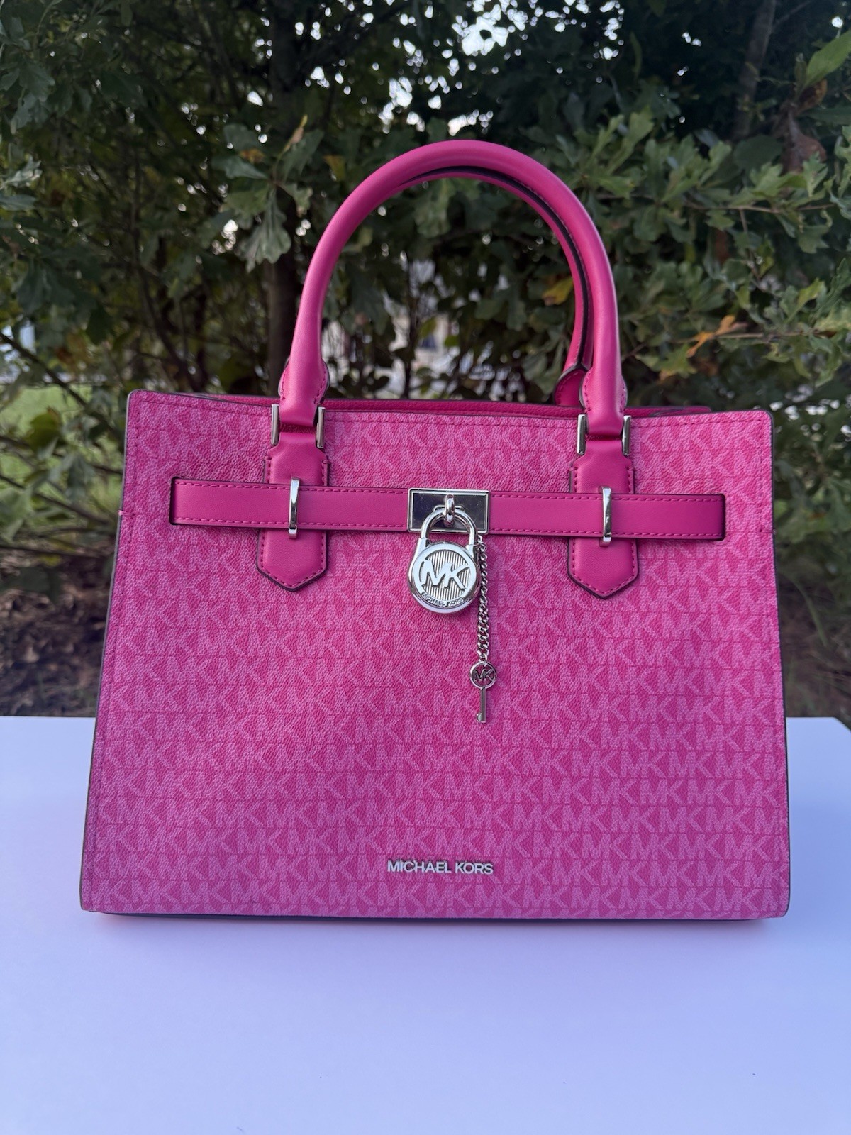 Authentic Michael Kors Bag Medium Hamilton Satchel Dragonfruit MK Logo Purse NWT