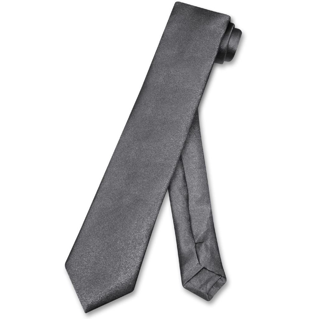 Biagio Boys NeckTie Solid CHARCOAL GREY Color Youth Neck Tie