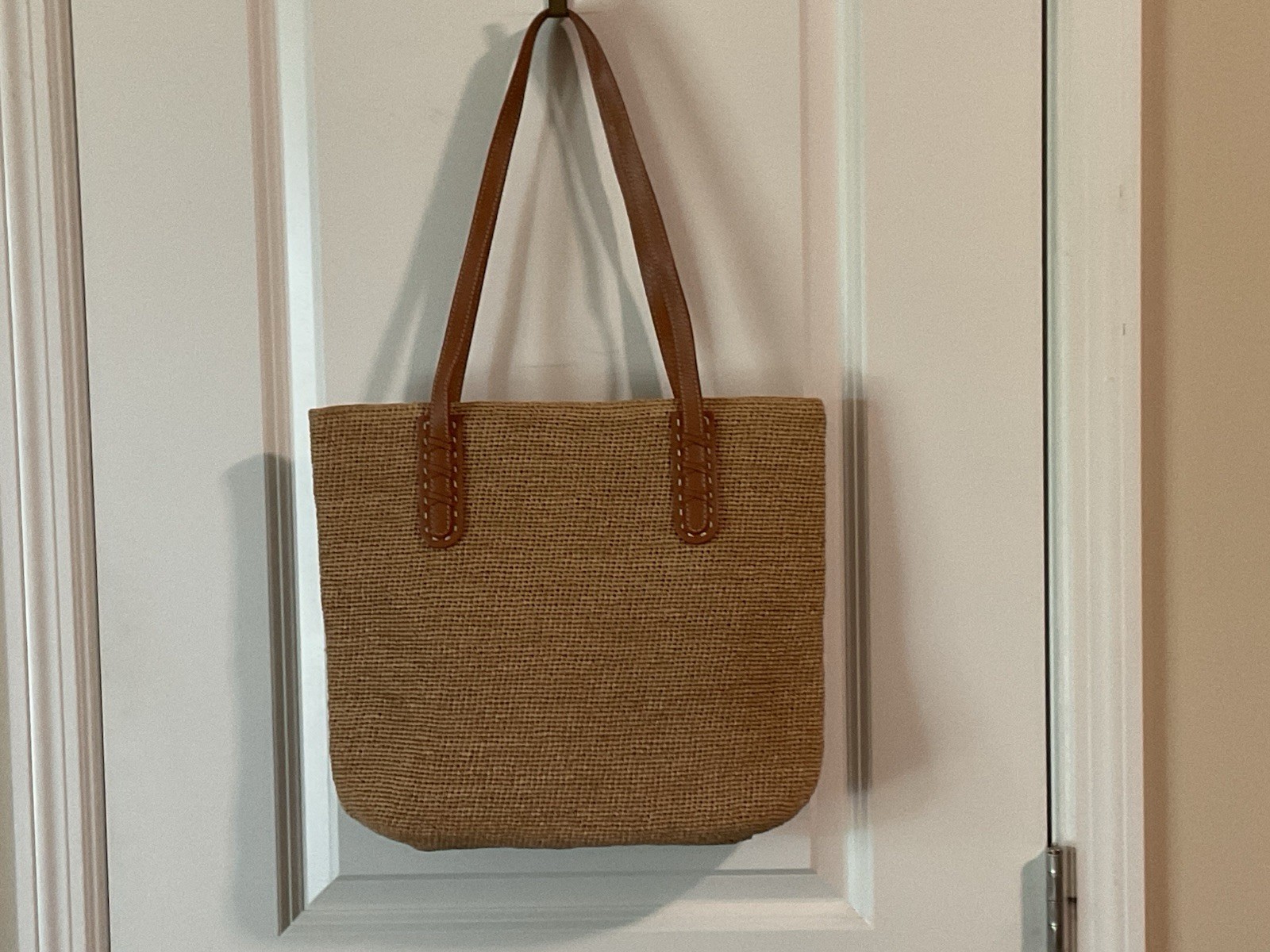 Brighton Natural Brown Straw Tote bag hand made in Madagascar.