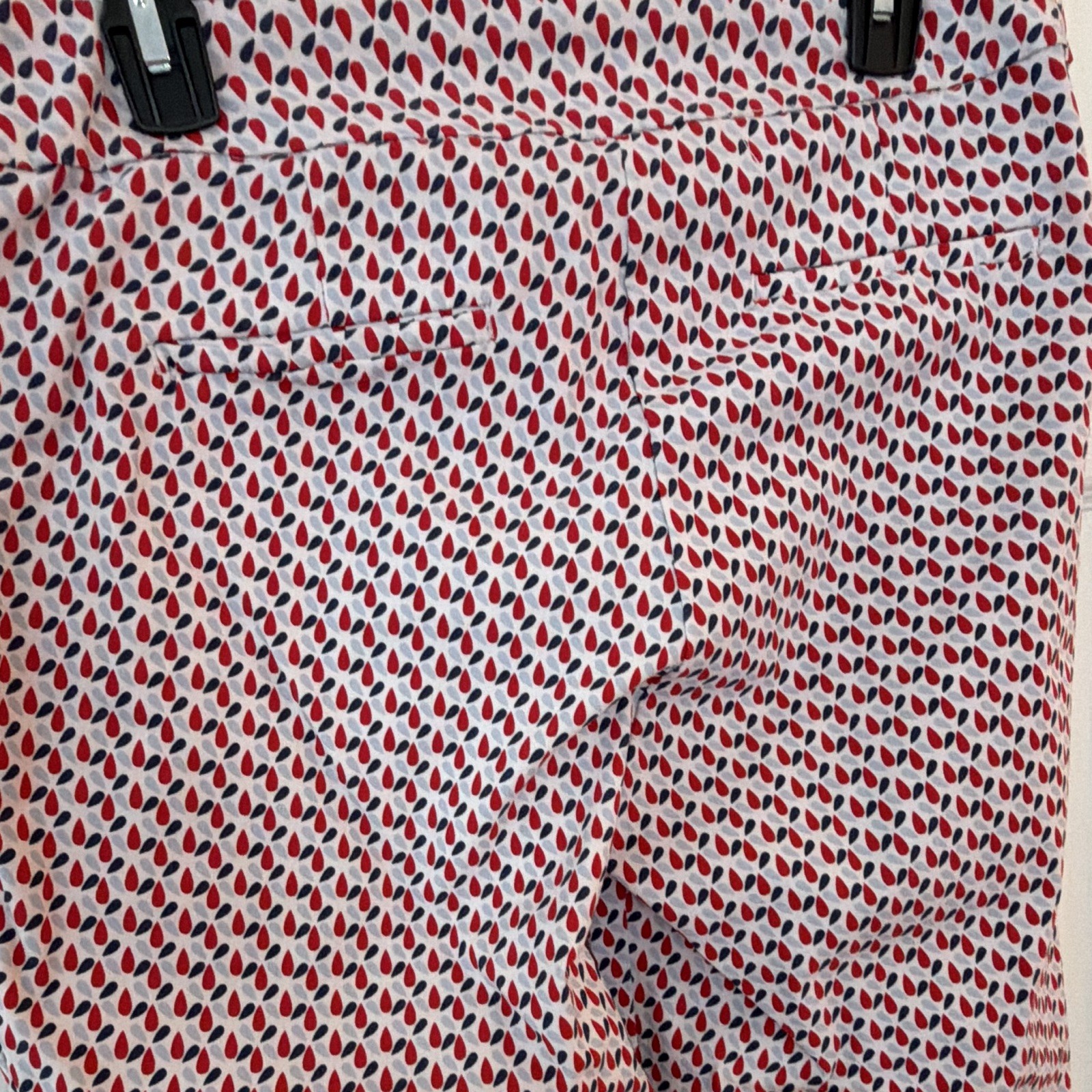 Carolina Belle Women’s Geometric Pants w/ Pockets Red White Blue Size 14