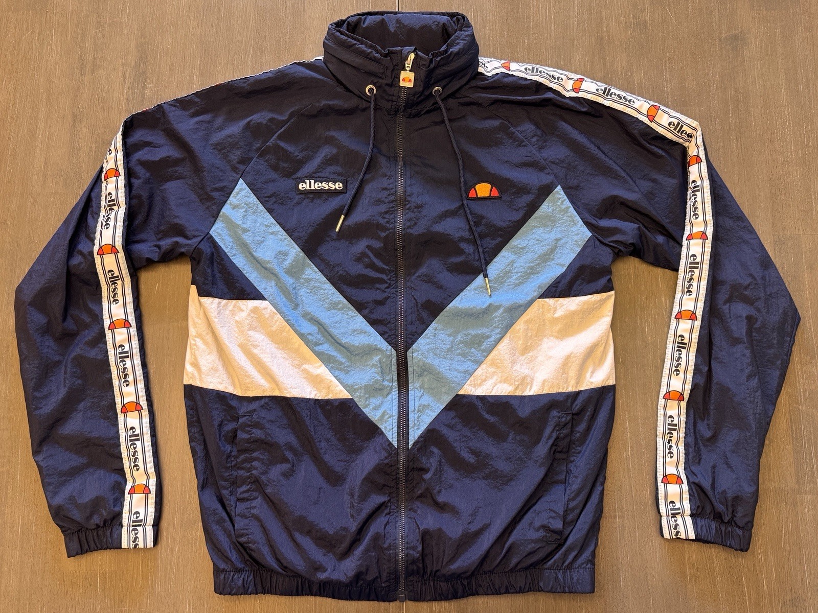 Ellesse Jacket Mens Medium Blue Full Zip Gerano Colorblock Windbreaker Track Y2K