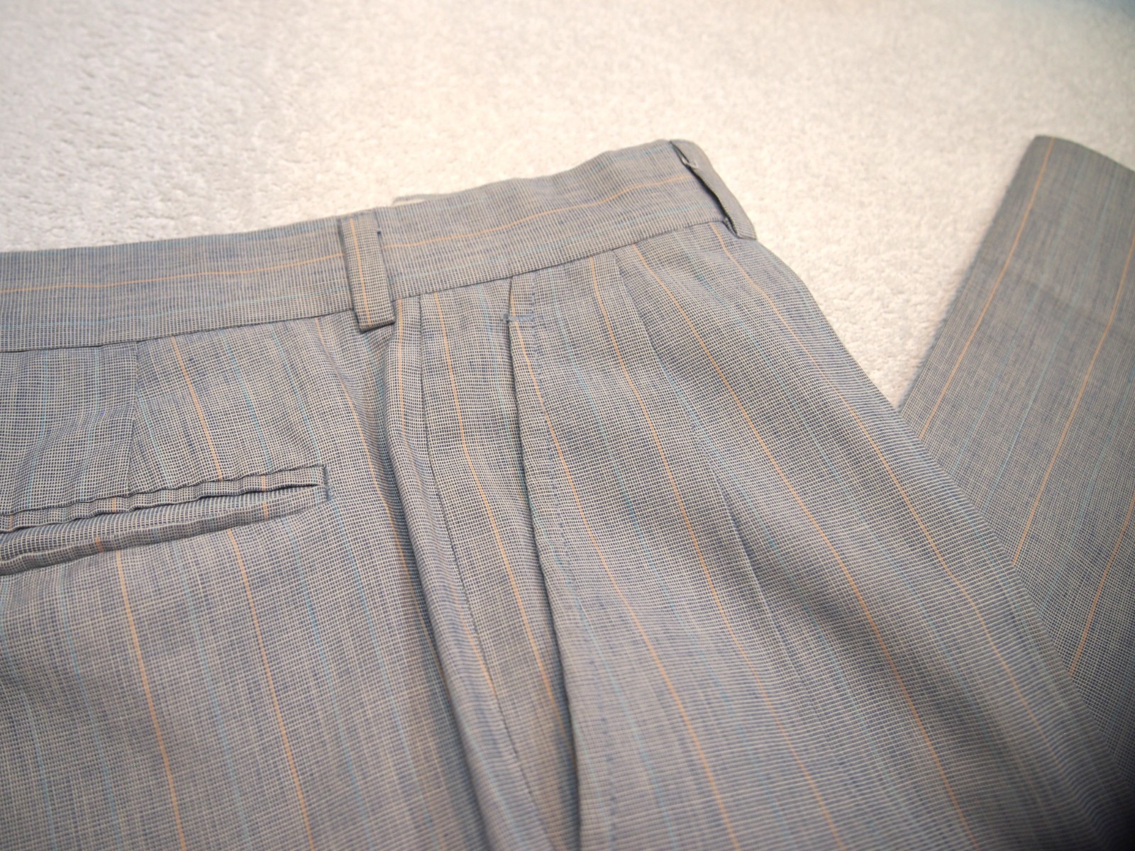 Vintage Haspel 2 Piece Cotton Blue Suit 38 short 30W x 28 Inseam Made in USA