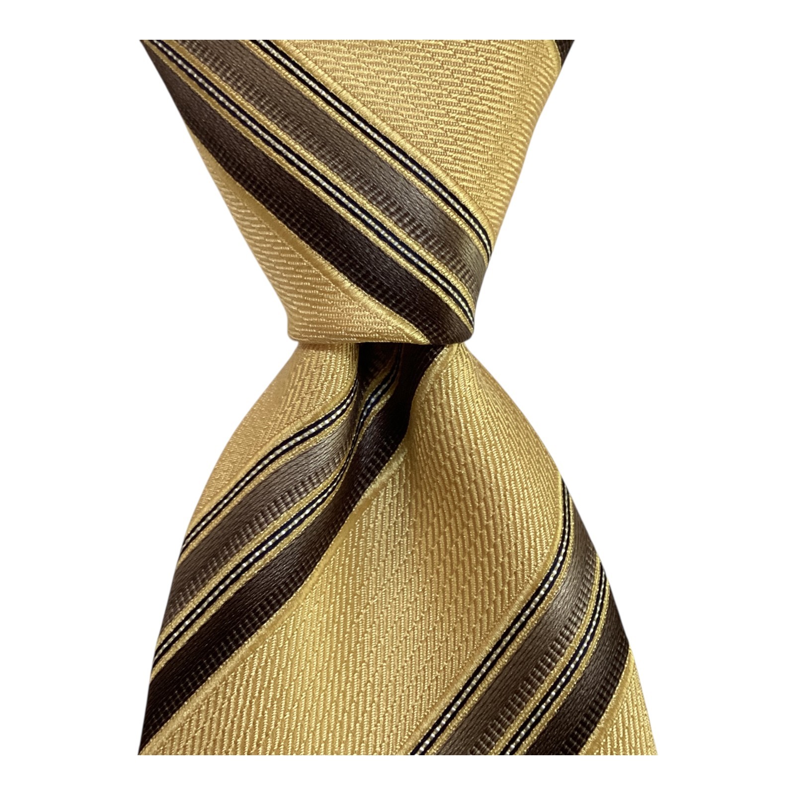 ERMENEGILDO ZEGNA ***** Silk Necktie 64 3/4″ ITALY Luxury STRIPE Yellow NWD $150
