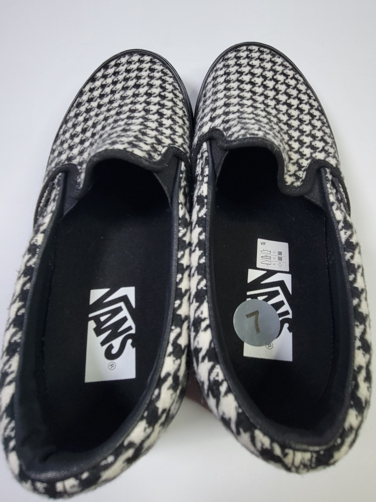 Vans Men’s Classic Slip On 98 Houndstooth Black & White Shoes Size 7.5 NEW
