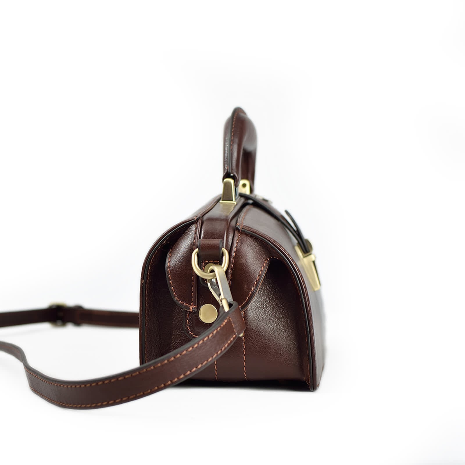 Genuine leather Handbag for women Erivis Coffee Doctor Bag Adjustable Strap