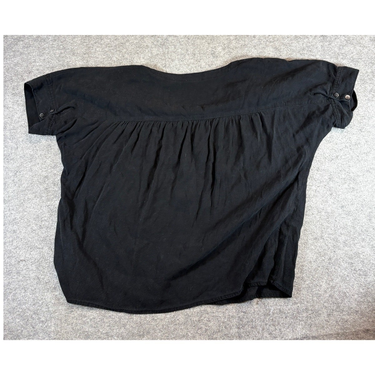 Madewell Top Womens Large Black Wrinkled Batwing Dolman Sleeve Boxy Tee Goth