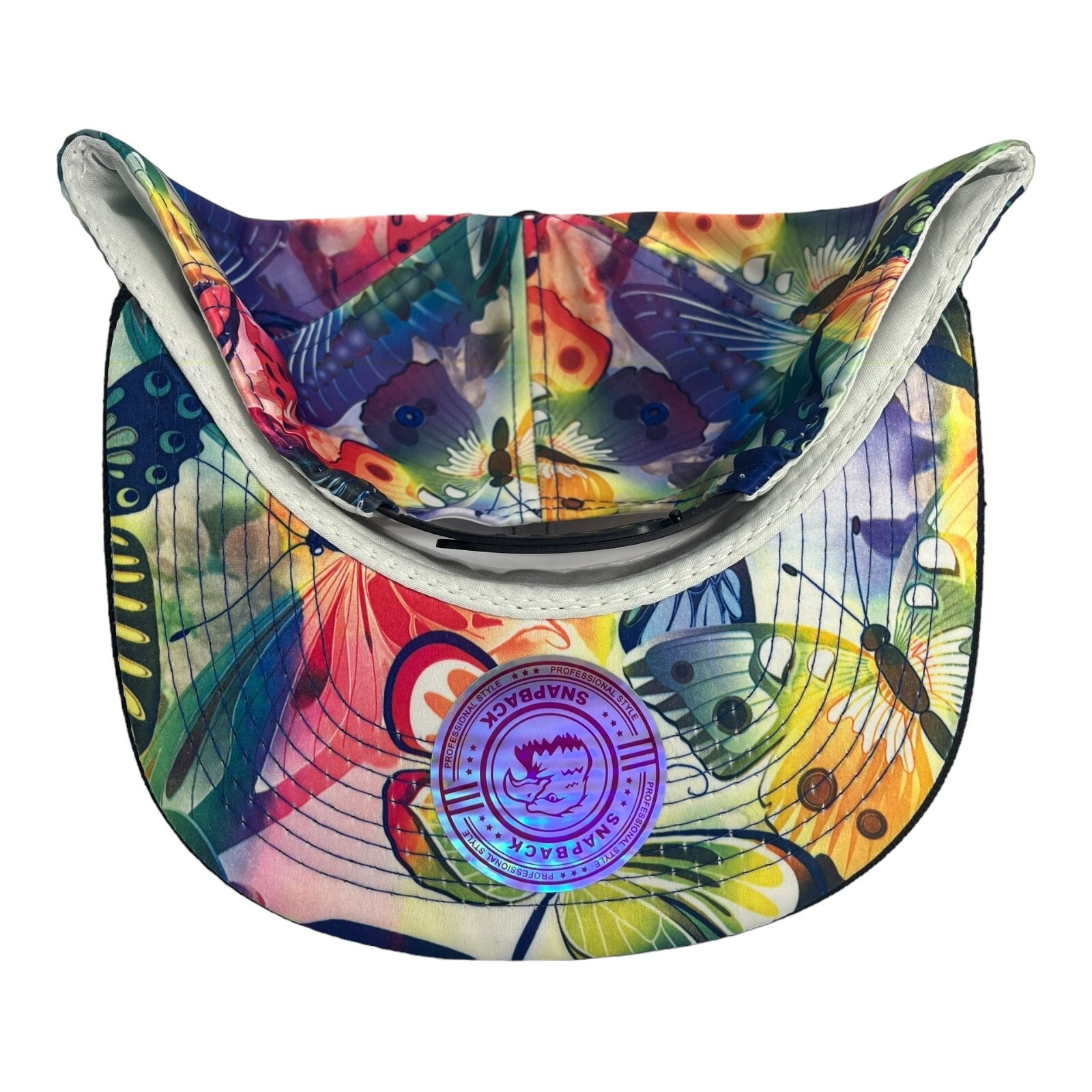 NEW FLORAL FLOWERS BUTTERFLY BLUE YELLOW ALL OVER SNAPBACK HAT ADULT SZ UNISEX