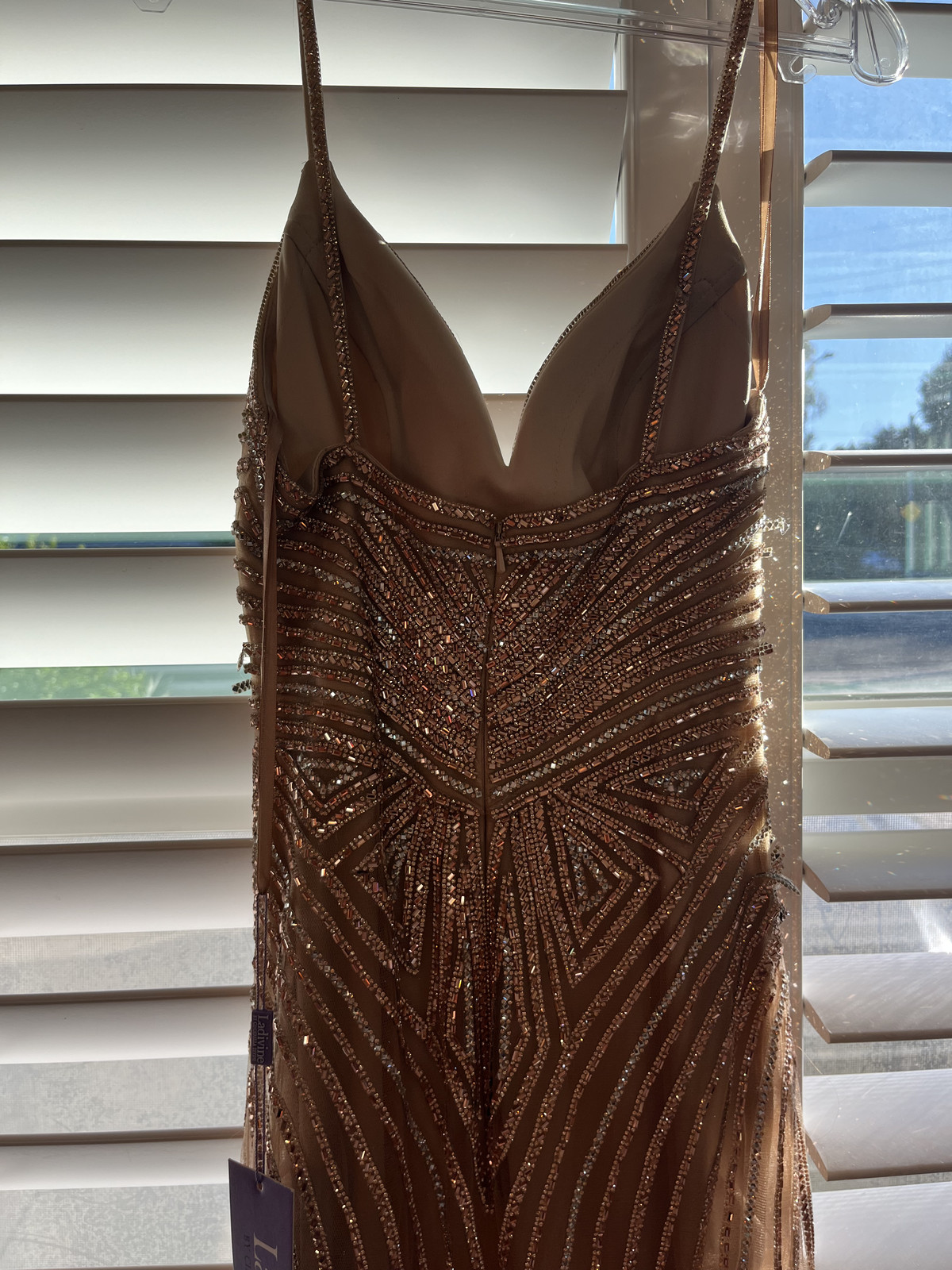 ✨ LaDivine by Cinderella Divine CD845 Rose Gold Beaded Gown – Size 2 – (NWT)