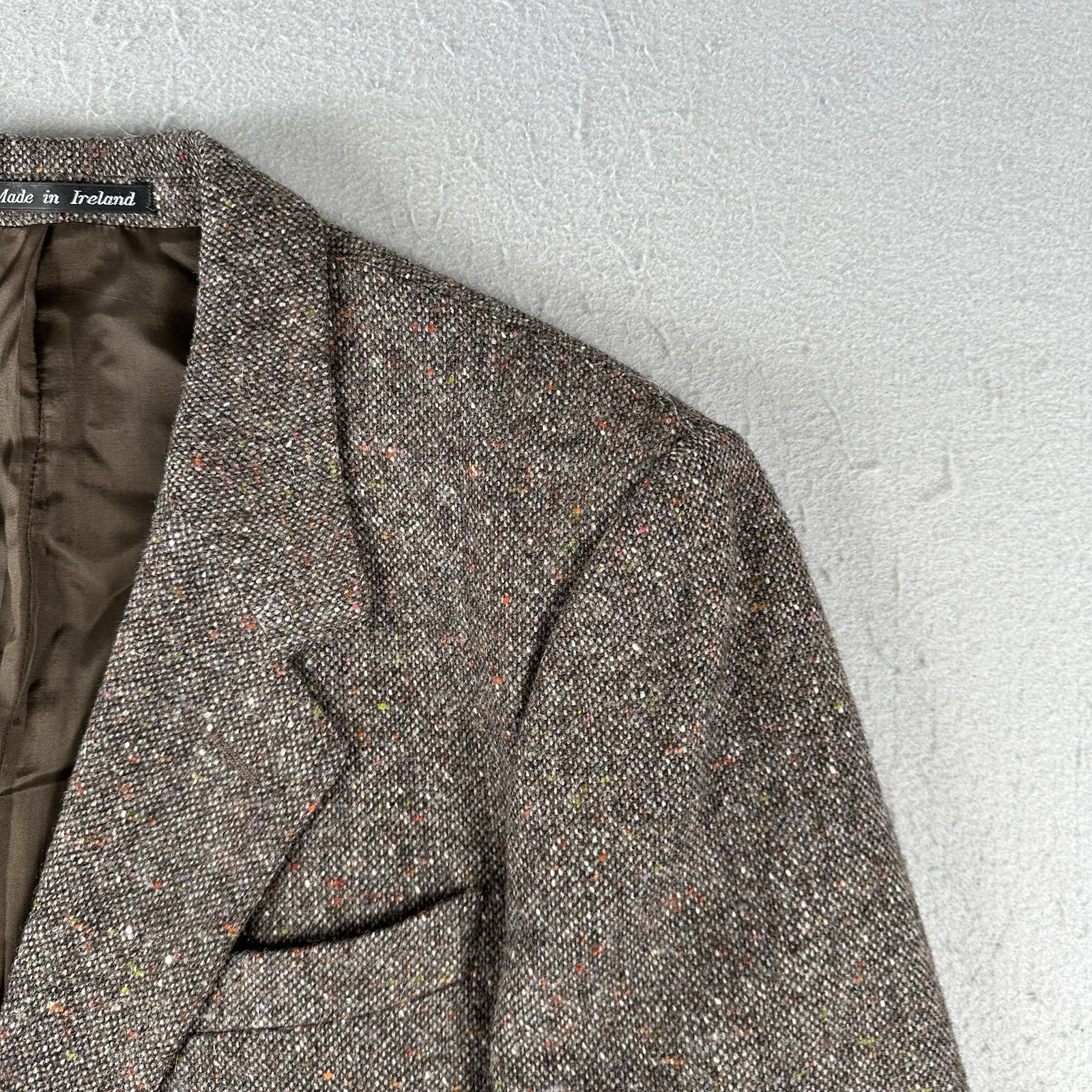John Molloy Blazer Men’s 40 Long Brown Donegal Tweed Wool Jacket 2 Button