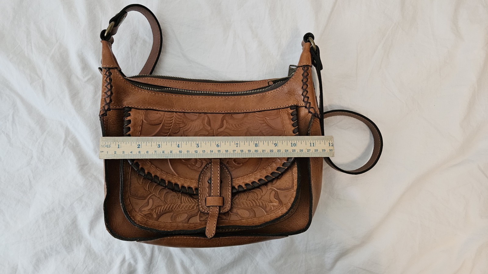 Patricia Nash Camille Embossed Leather Crossbody Bag Adjustable Strap NWOT