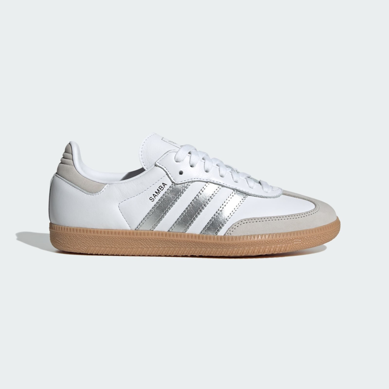 Adidas Samba OG White Silver Metallic Grey Womens Sports Sneaker JI2725