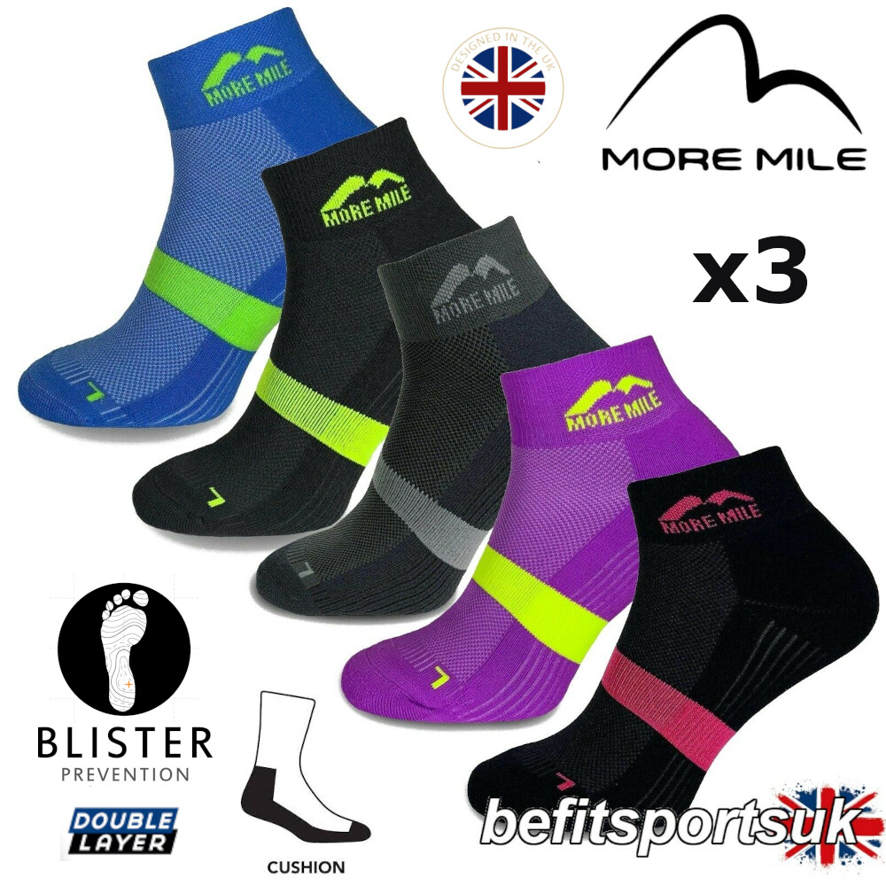 MENS WOMENS BLISTER SOCKS PADDED CUSHIONED LADIES MORE MILE PREVENTER SPORTS 3