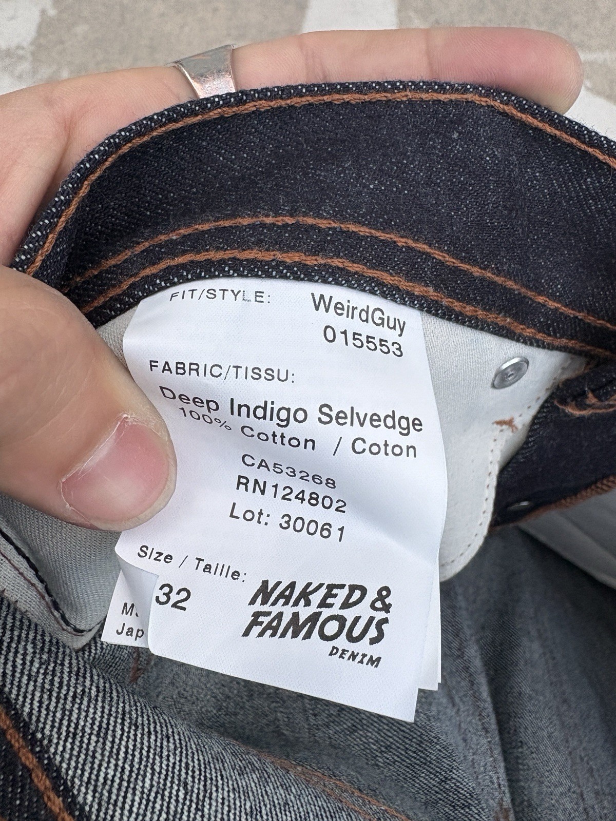 Naked & Famous Rare & Raw Deep Indigo Selvedge Weird Guy 32×34 New With Tags