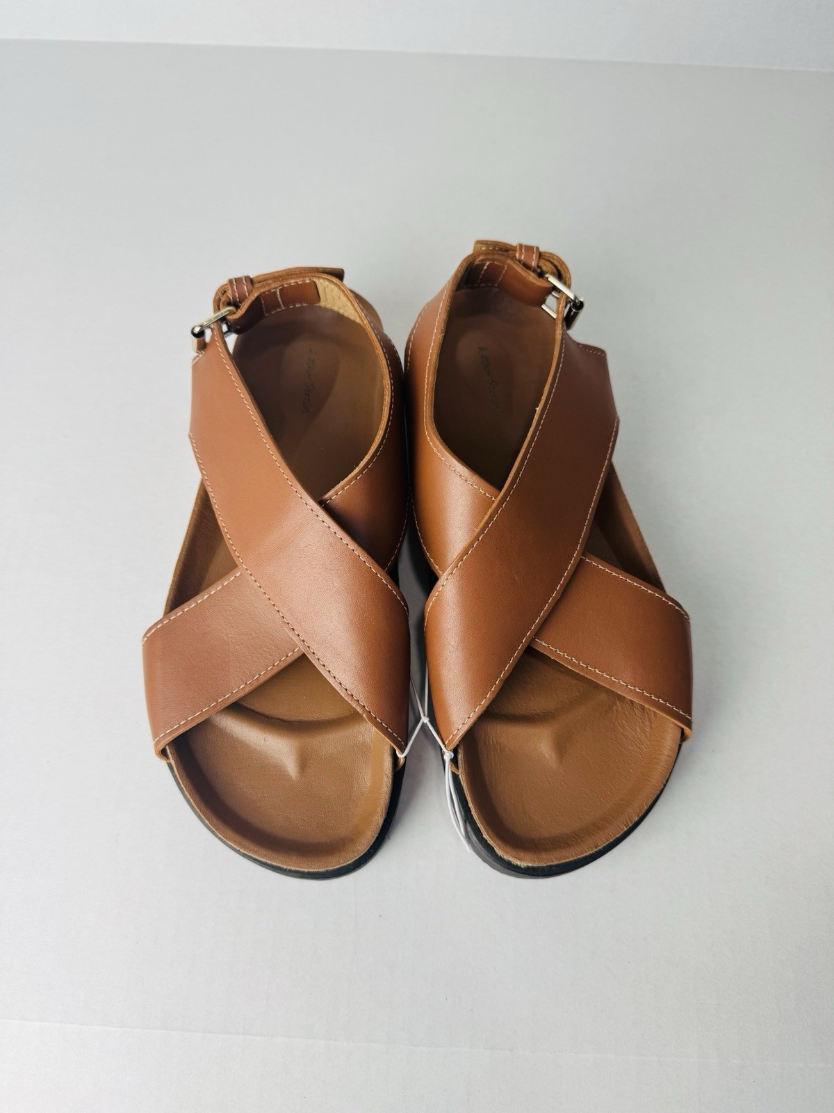 & Other Stories Tan Leather Cross Strap Sandals EU 37 NWO
