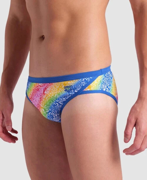 Arena men pink rainbow swim brief bikini swimwear size 30 32 34 36 38