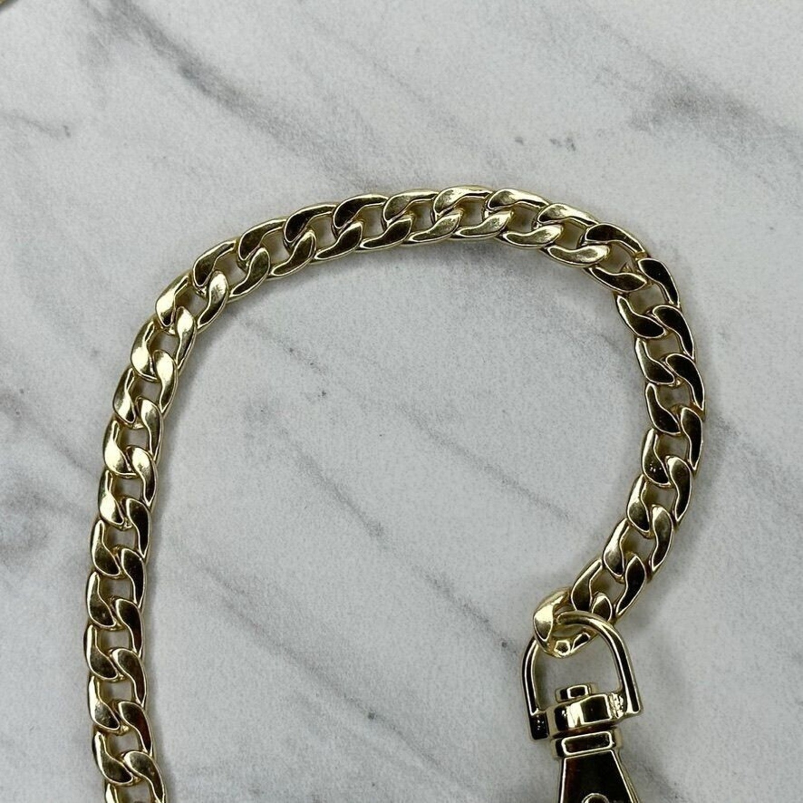 Gold Tone Flat Chain Link Purse Handbag Bag Replacement Strap