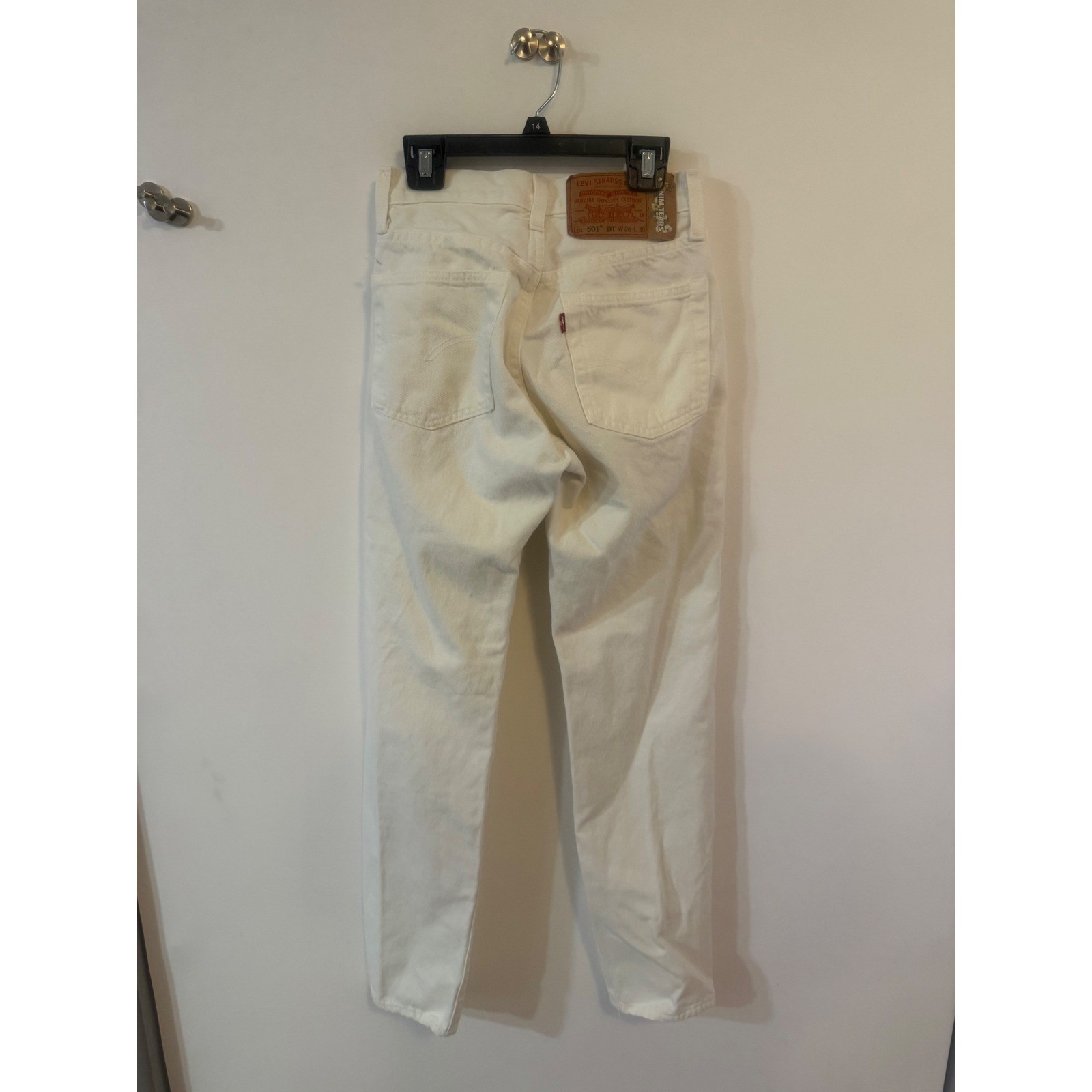 Levis Denim Tears 501 DT White Cotton Straight Leg Jeans W26 L30 Womens