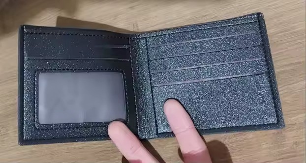 Men’s Black Slim Fold Wallet RFID Blocking Card Holder w/ ID Window