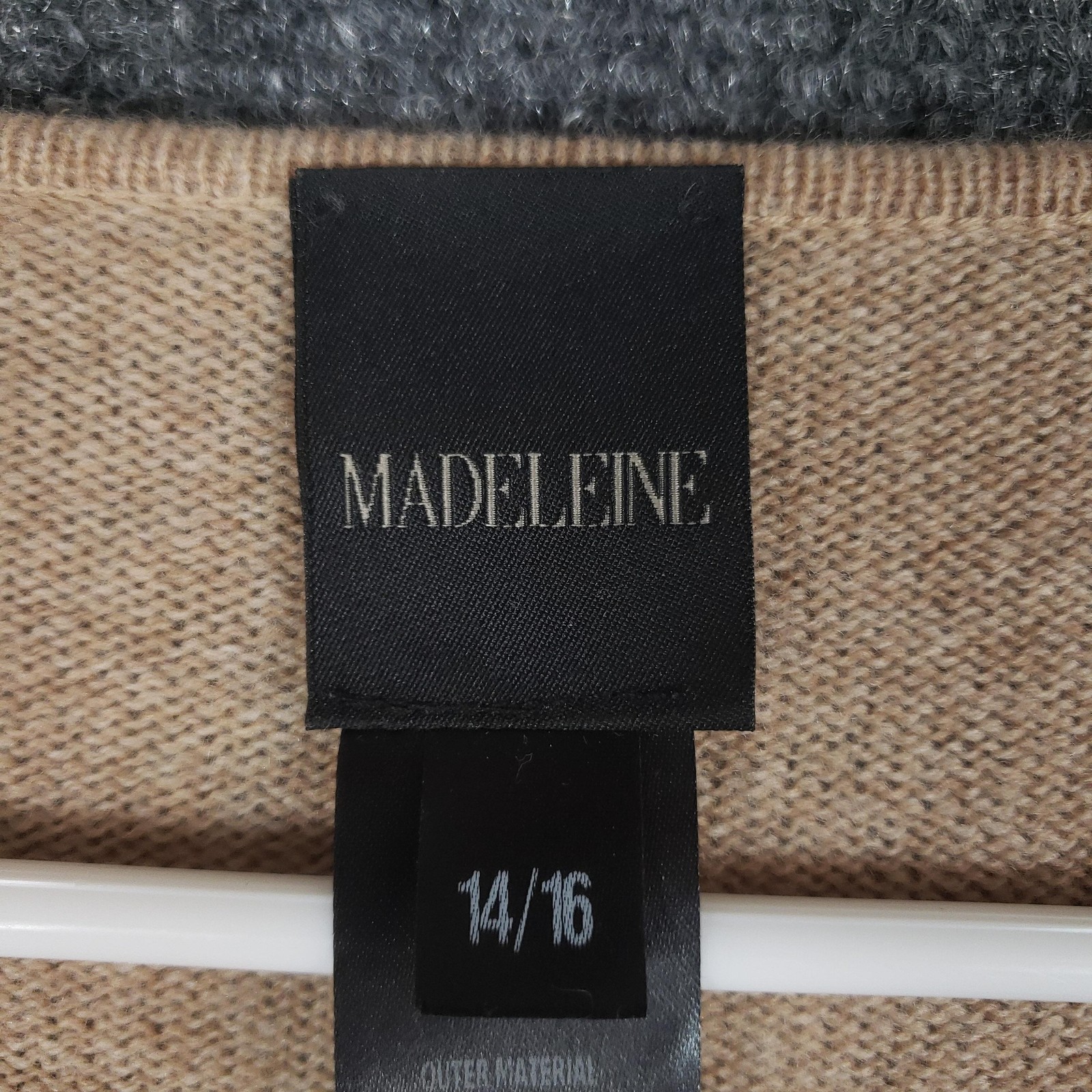 Madeleine Sweater Womens 14/16 Beige Tan Wool Cashmere Pullover Textured Knit