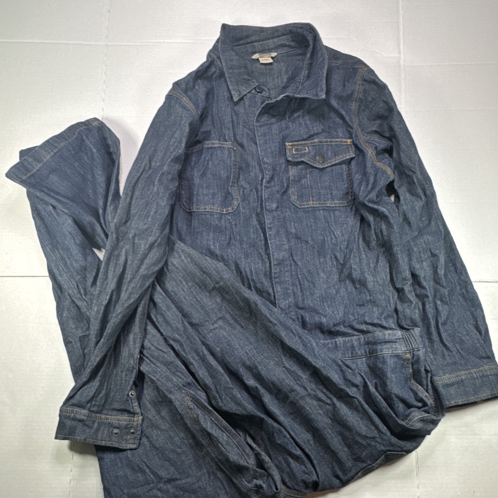 Duluth Trading Co. Blue Denim Coveralls Jumpsuit Long Sleeve L