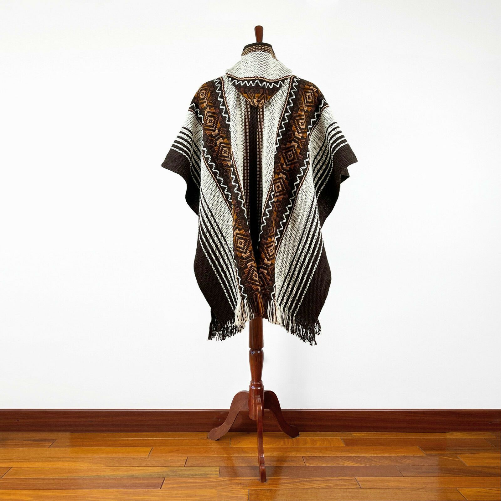 LLAMA WOOL MENS UNISEX SOUTH AMERICAN HANDWOVEN PONCHO CAPE COAT JACKET CLOAK
