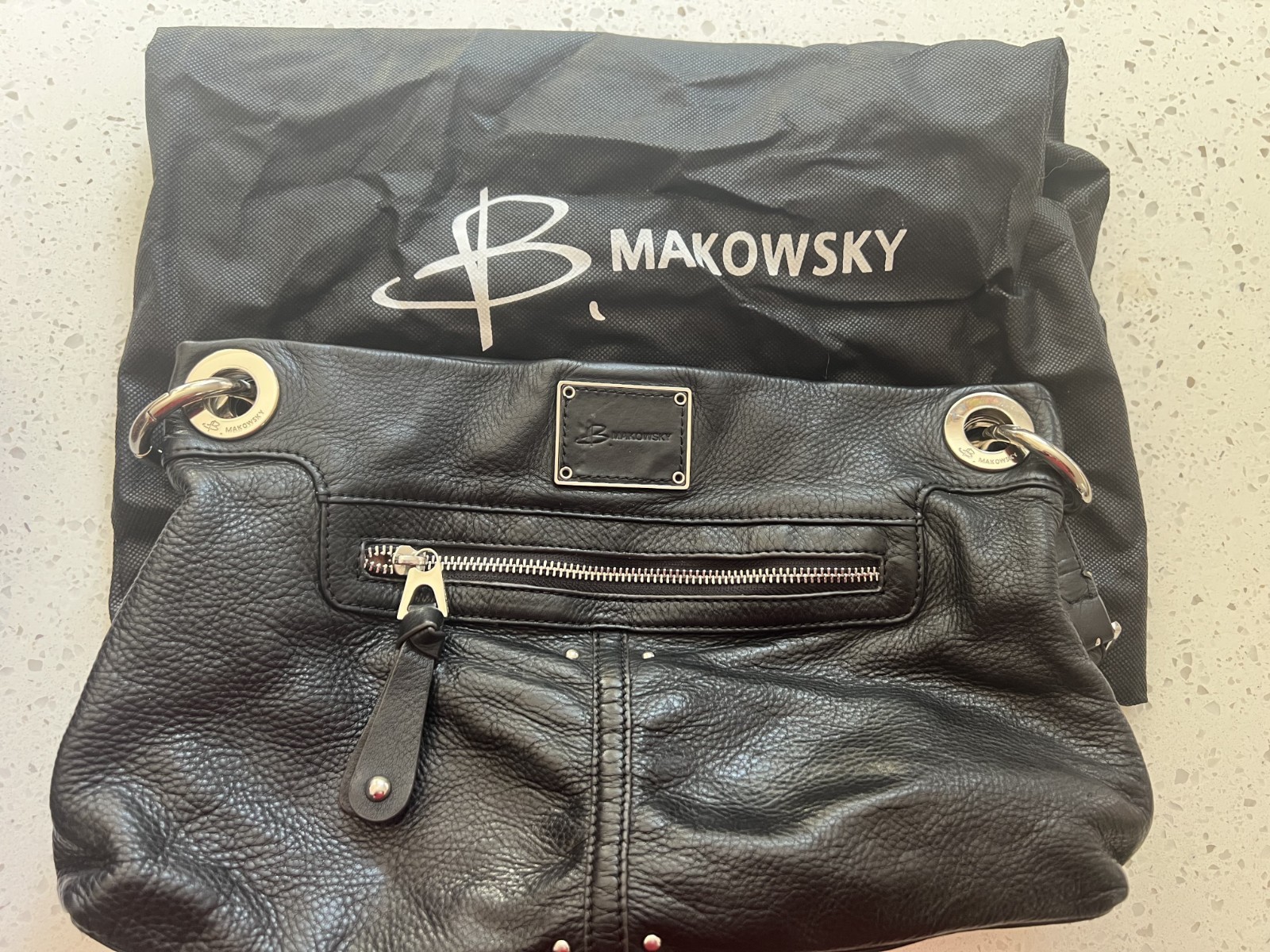 LEATHER B Makowsky handbag black shoulder bag black