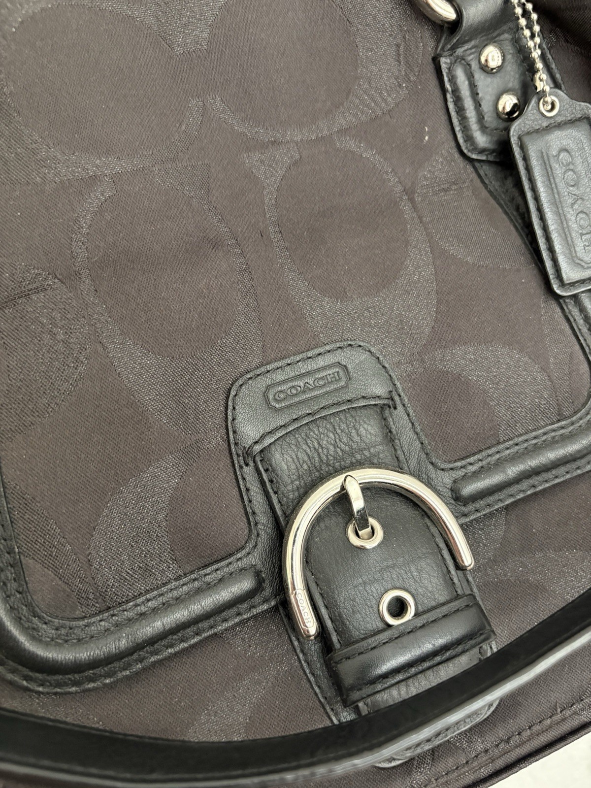 Black Coach Insignia Handbag Shoulder Bag Purse