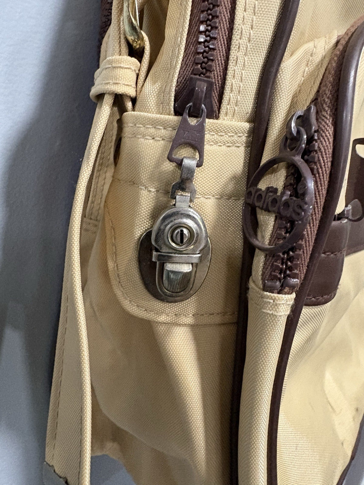 Vintage Beige Adidas 1980’s Shoulder Bag 12″ X 8″ X 12″ Art No 40230 Retro Style