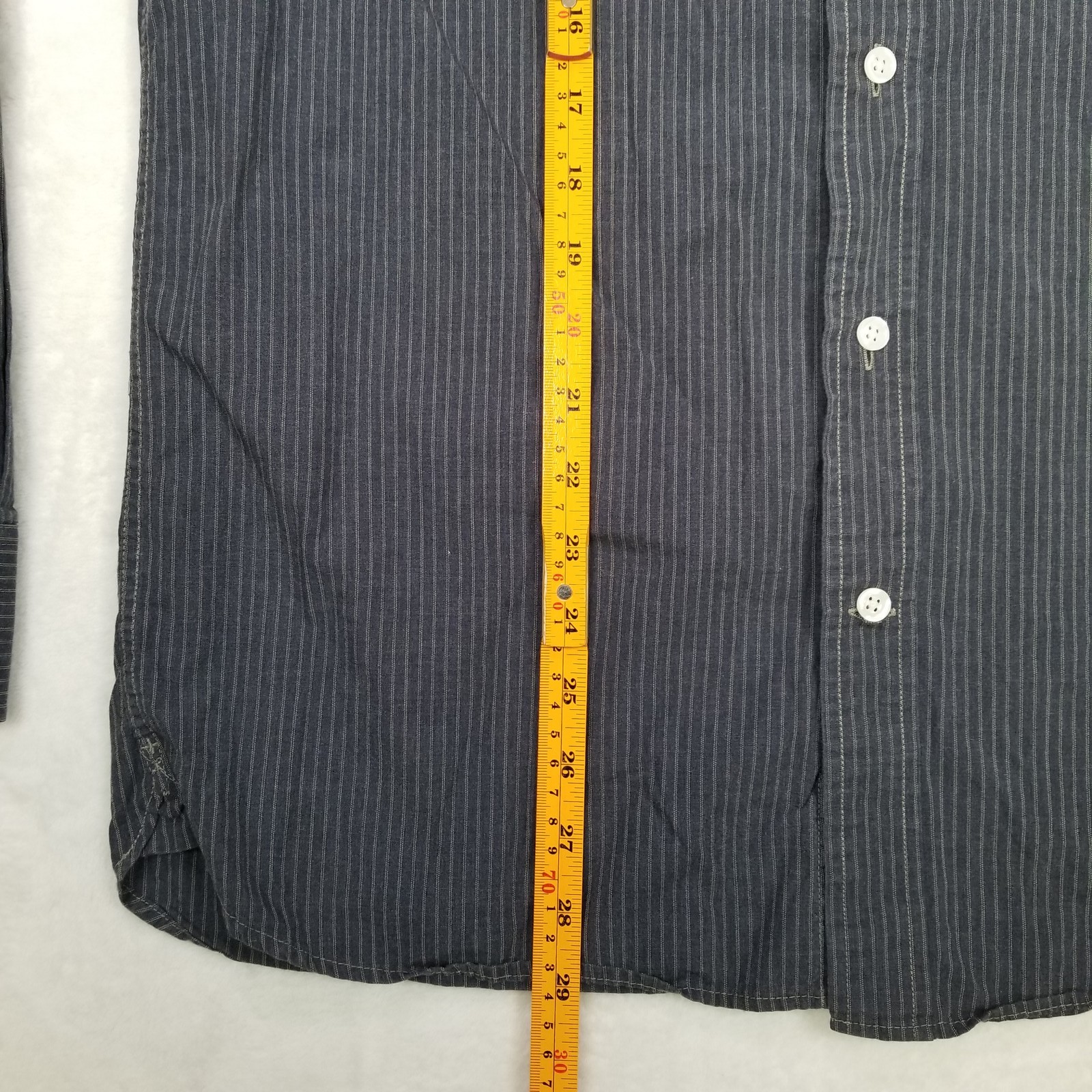 Victorinox Men’s M Dark Blue Pinstripe Button Down Shirt Standard Fit Long Sleev