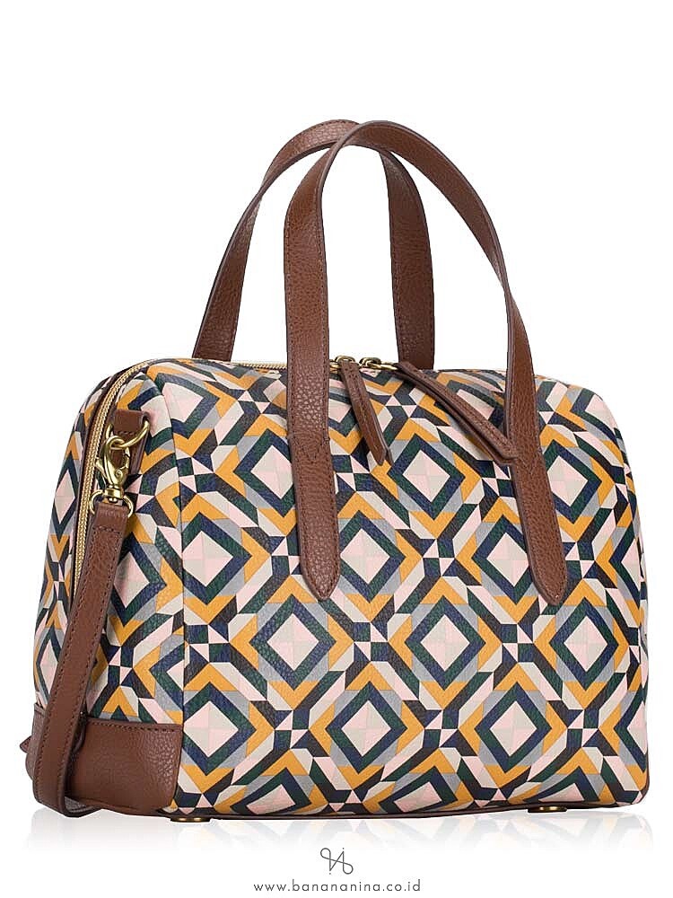 Fossil Sydney Satchel Yellow Geometric Crossbody Bag SHB2351702 NWT $138 Retail