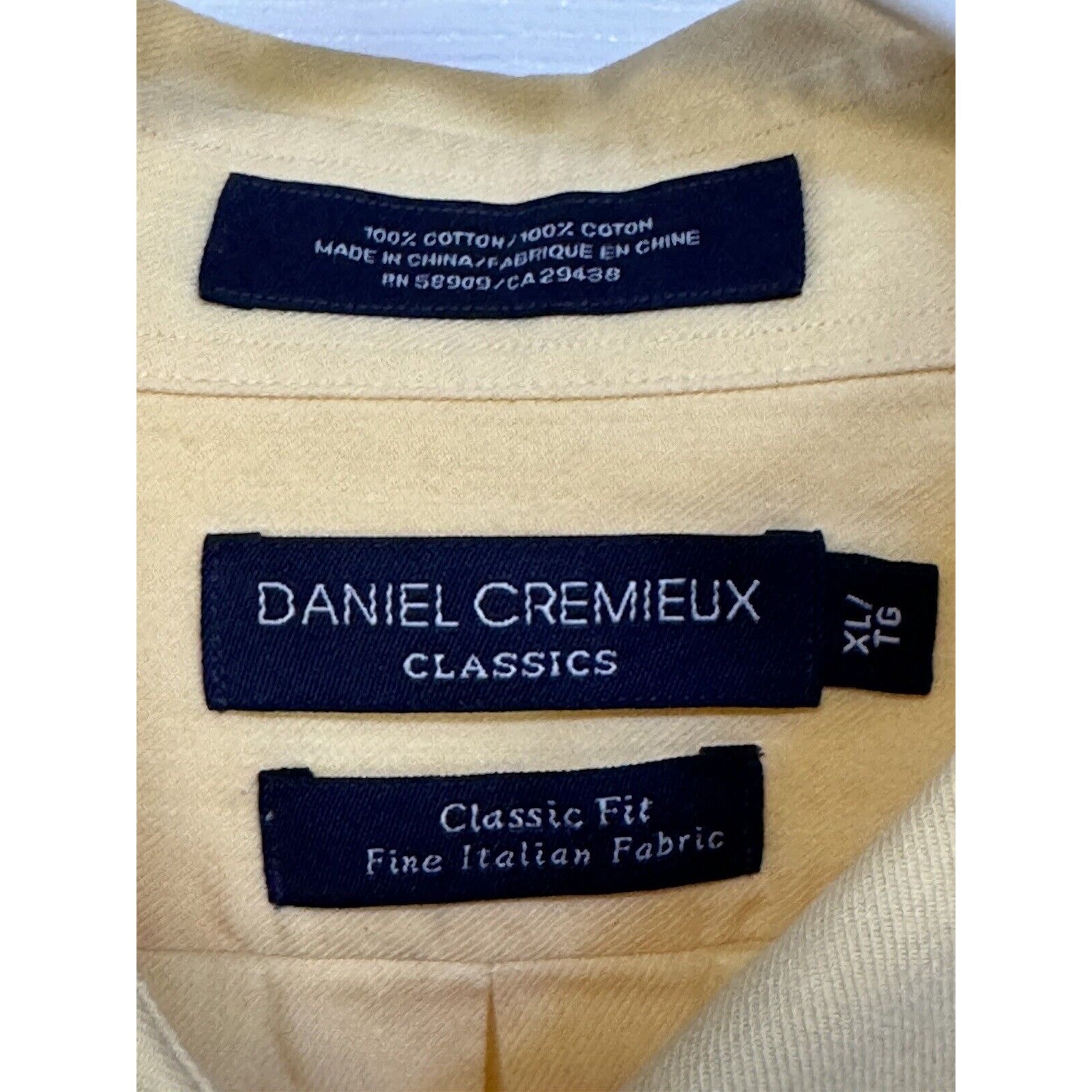 Daniel Cremieux Classic Fit Button Up Shirt XL Long Sleeve Italian Cotton Yellow