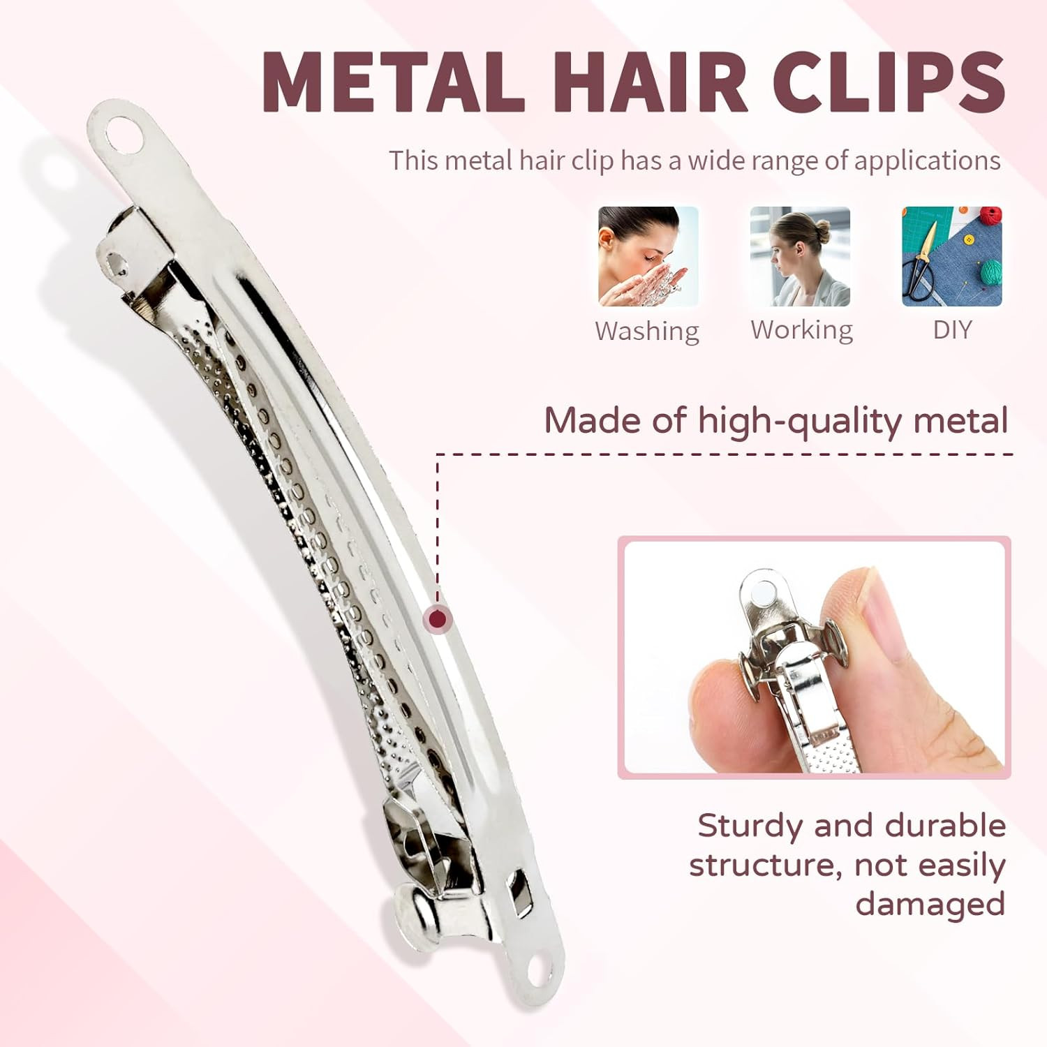 Dizila 50 Pack 8Cm/3 Inch Plain Blank Silver Metal DIY Craft French Barrettes Au
