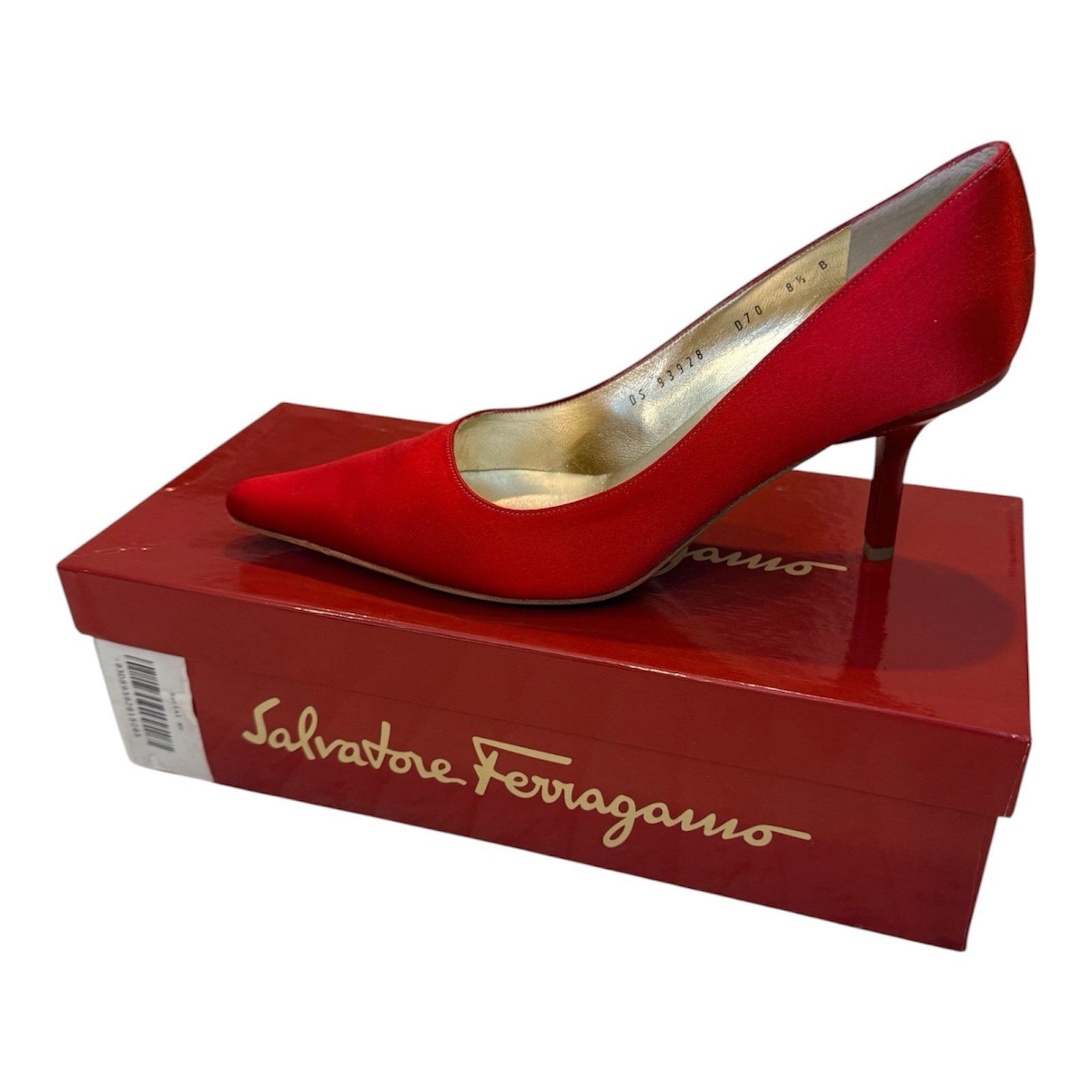 Vintage 1960s Salvatore Ferragamo Red Satin Pumps Heels 8.5 Made in Italy RARE
