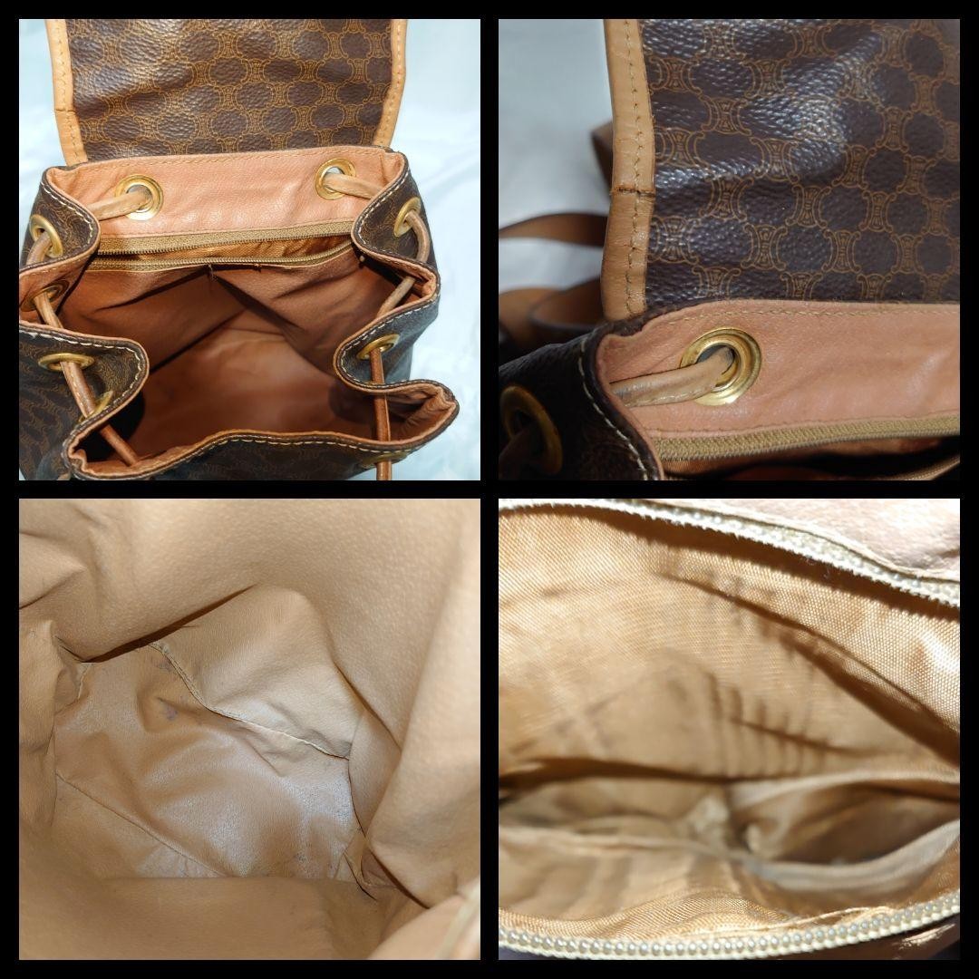 CELINE Macadam Pattern Mini Backpack Brown Leather Vintage Authentic
