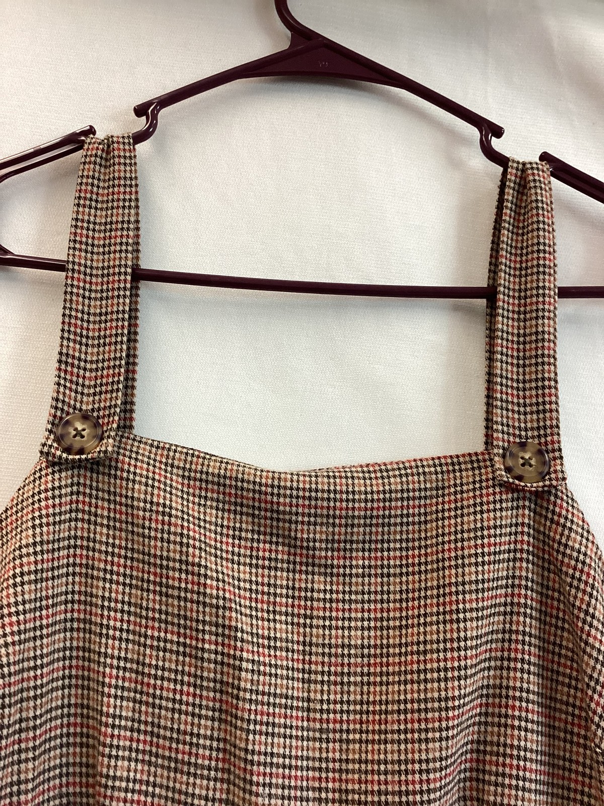 Bebop Jumpsuit Womens Large Plaid Wide Leg Pockets Button Strap Zip Back