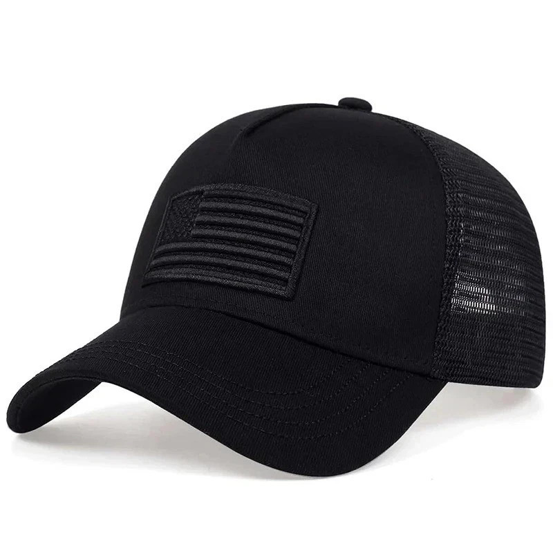 Army Green/Black American Flag Hat – Tactical Snap Back Trucker Baseball Cap