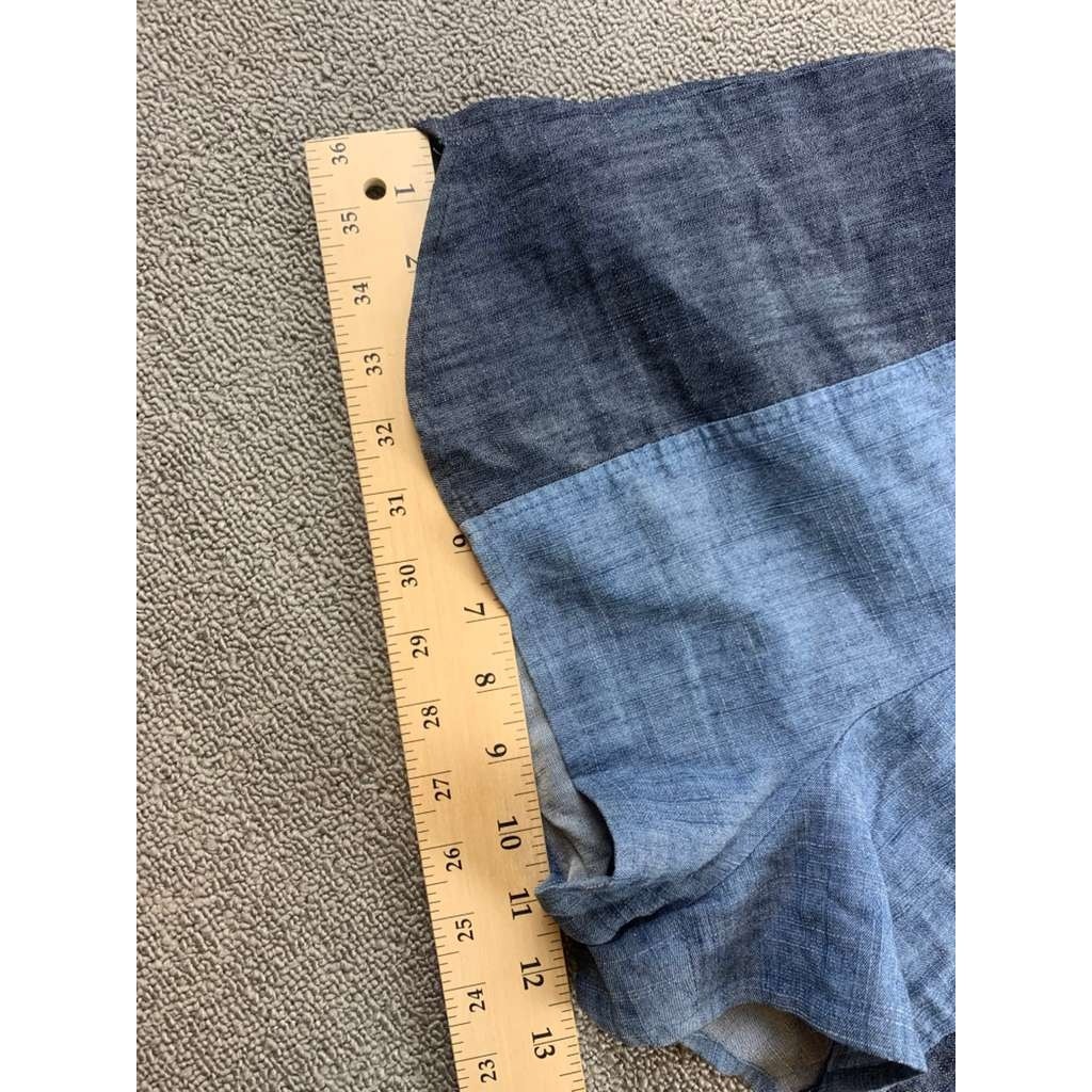 Alice + Olivia Shorts Women 8 Blue Linen Blend Colorblock Two Tone High Rise