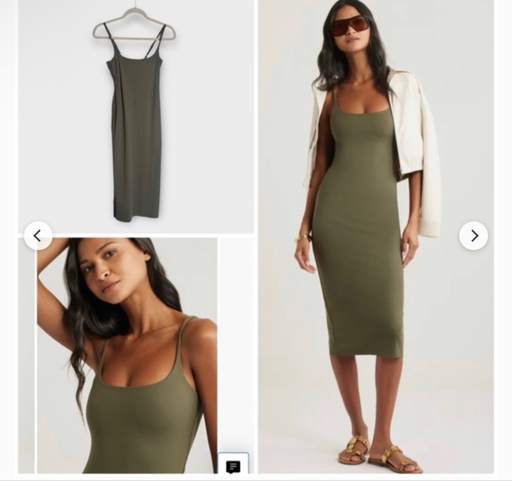 NWT Open Edit Olive Green Midi Slip Dress L sold out style!
