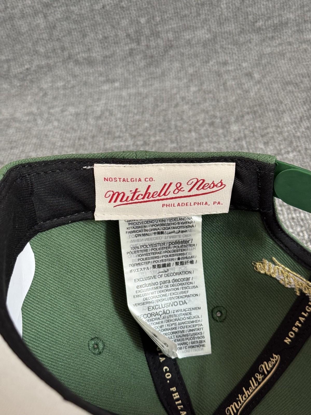 Mitchell & Ness Texas Rangers Snapback Olive Green Flat Brim Hat