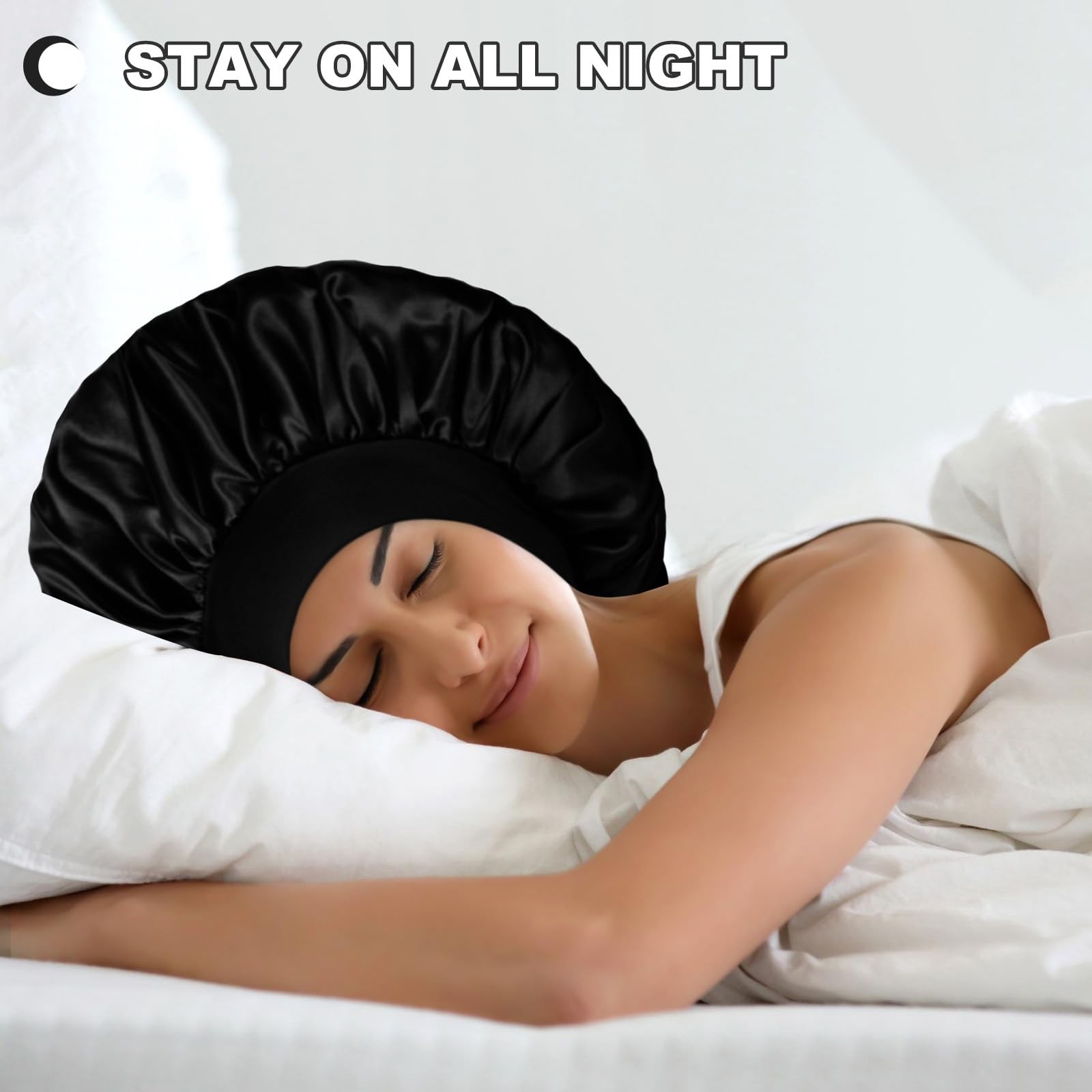 Extra Large Satin Bonnet Hair Cap, 17inches Silk Bonnet for Sleeping, Jumbo S…