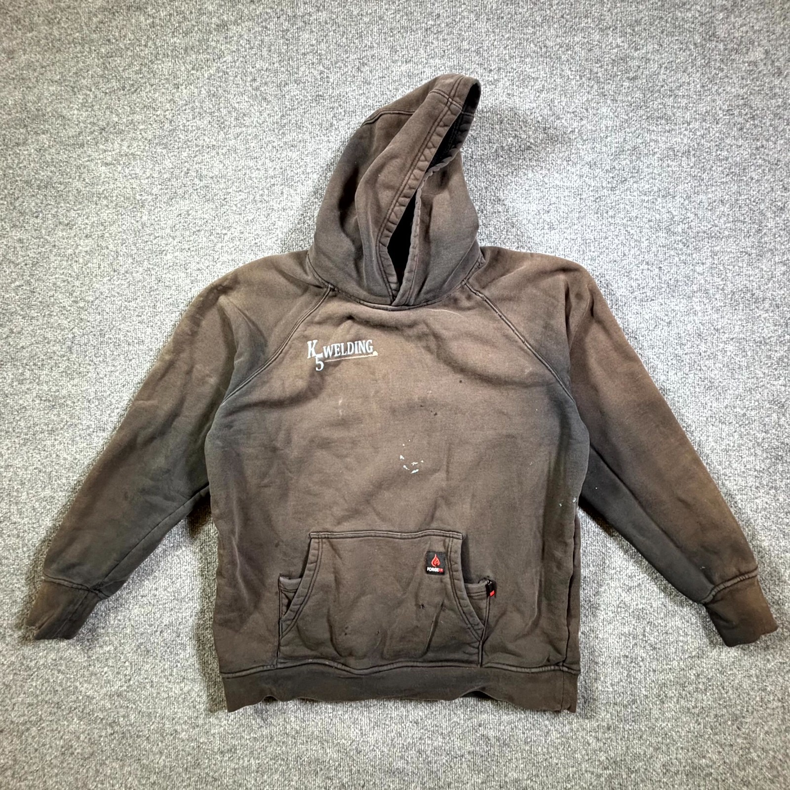 Forge FR Hoodie Mens Large Gray Cotton K5 Welding Logo Flame-Resistant Workwear