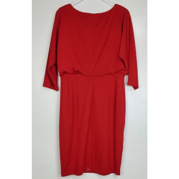 J.McLaughlin Tinley sheath dress classic red dolman sleeve stretch holiday party