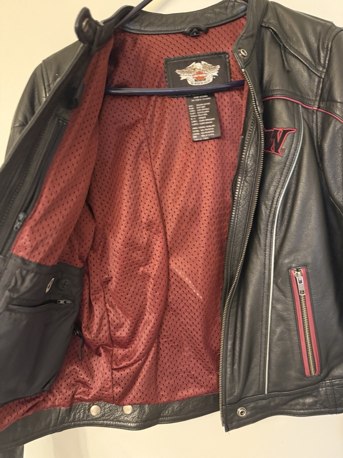Harley Davidson Womens Barchetta Black Leather 3-in-1 Jacket Hoodie S 97169-10VW