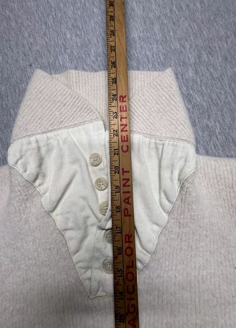 SCHOTT NYC Stretch Wool Shawl Collar White Elbow Pads Sweater Men’s S Read