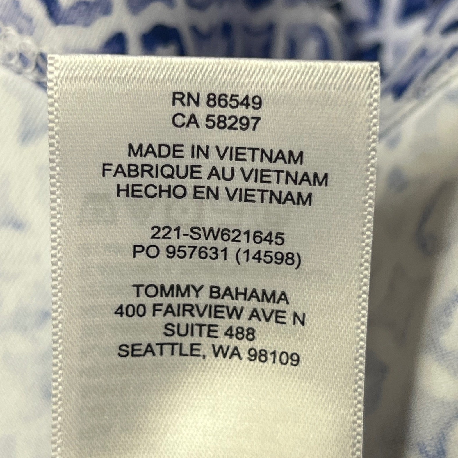 Tommy Bahama IslandZone Dress Medium Ikat Blue White Geometric Split Neck